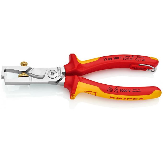 Кліщі для видалення ізоляції, з функцією різання кабелю StriX KNIPEX 13 66 180 T