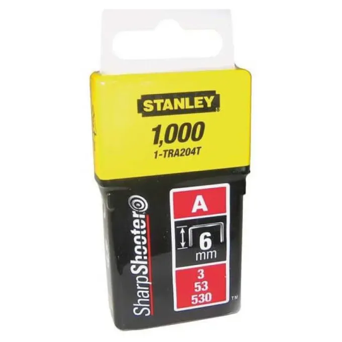 Скоби тип А висотою 6 мм, для степлера ручного Light Duty, в упаковці 1000 шт STANLEY 1-TRA204T