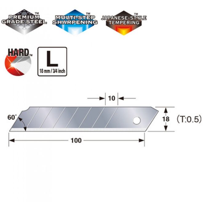 Леза сегментні 18мм TAJIMA Endura Blades LCB-50-50, 50 шт.