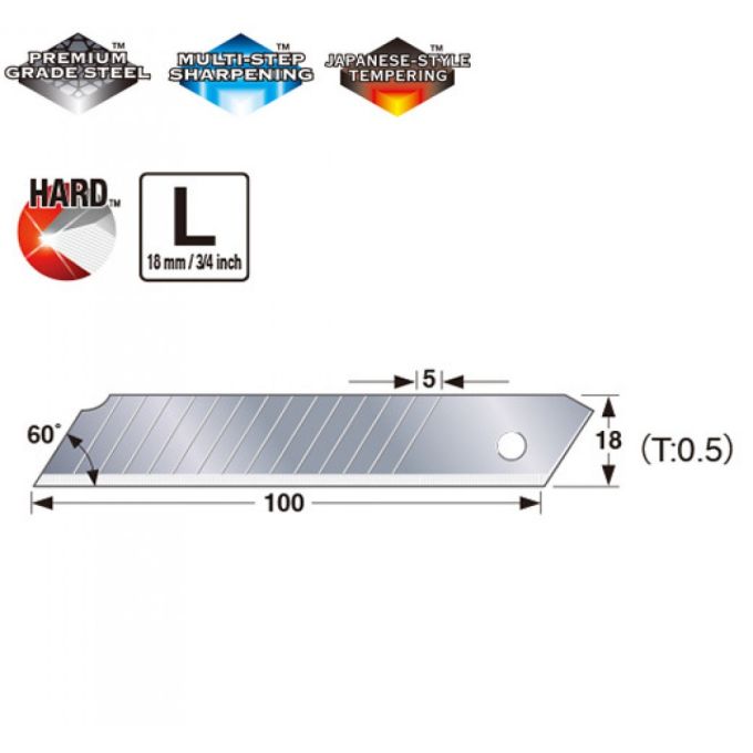 Леза міні-сегментні 18мм TAJIMA Max Point Endura Blades LB50DH, 10 шт.