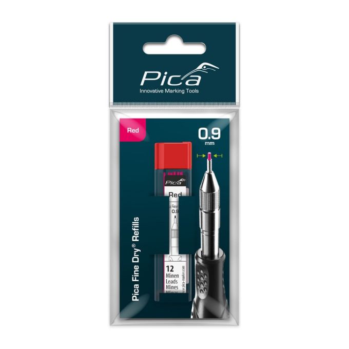 Запасні стержні PICA 7031/SB Fine Dry червоний 0,9мм, 12шт