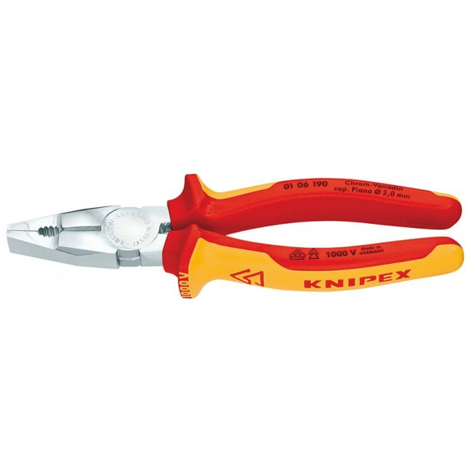 Плоскогубці силові хром-ванадієві KNIPEX 01 06 190